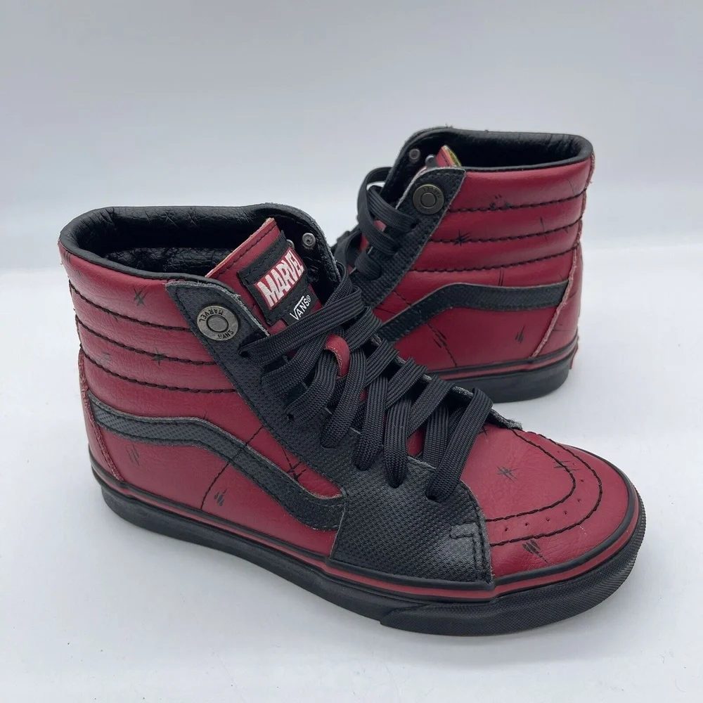 Vans Sk8-Hi 721356 Marvel Deadpool Youth‎ Size 3.5 Shoes Black Red Sneakers
